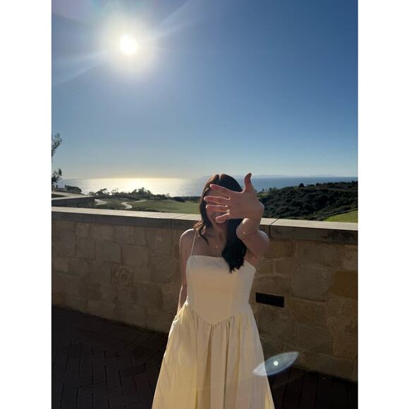 RONNY KOBO Yellow 100% Cotton Sleeveless Corset Midi Dress size 6 - Picture 15 of 16